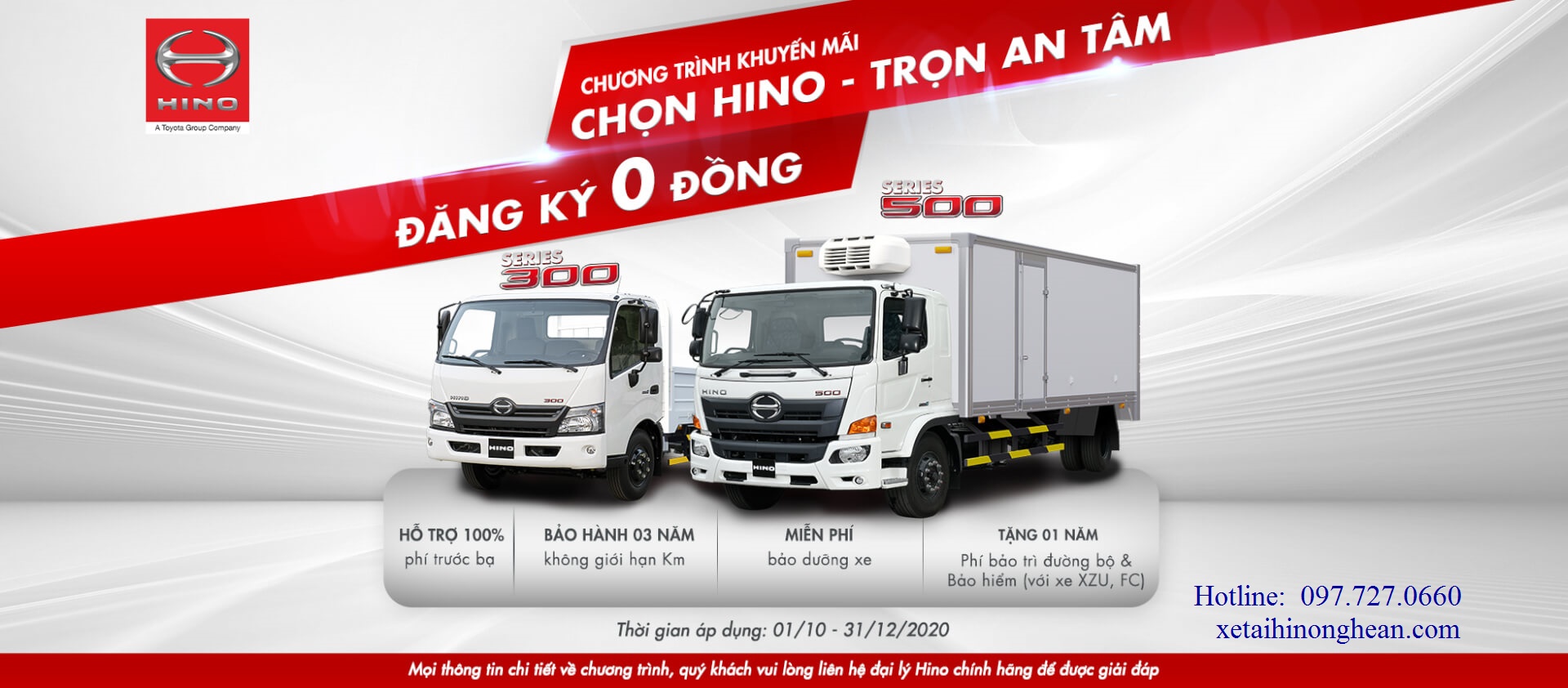 Chương trình khuyến mãi “CHỌN HINO- TRỌN AN TÂM, ĐĂNG KÝ 0 ĐỒNG”